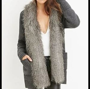 Forever 21 Contemporary Faux Fur knit cardigan